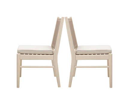 Cordoba - Dining Chair (Set of 2) With Acacia Wood Frame And Water Repellent Fabric - Beige / Yellow