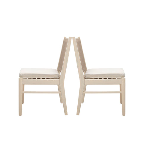 Cordoba - Dining Chair (Set of 2) With Acacia Wood Frame And Water Repellent Fabric - Beige / Yellow