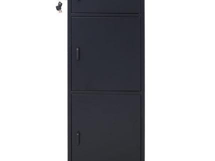 Large Steel Freestanding Floor Parcel Package Drop With Locking Letterbox Drop Mail Box With Multi Compartments - Black