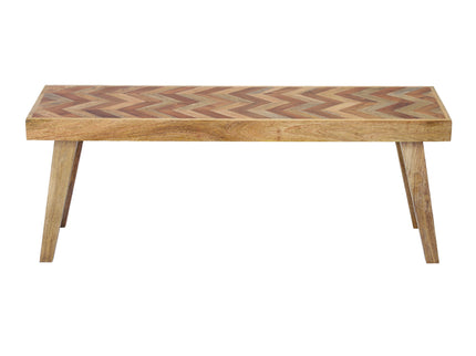 Artisan - Handcrafted Mango Wood Bench Rustic Boho Style - Natural
