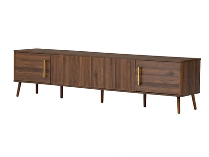 TV Stand For TVs Up To 85" With Fluted Door, Cable Management, Soft-Closing Hinges - Walnut