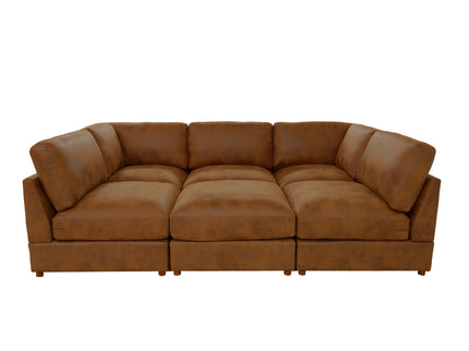 Modular Upholstered Sectional, Medium Firm Seat Cushion, Custom Configuration - Brown