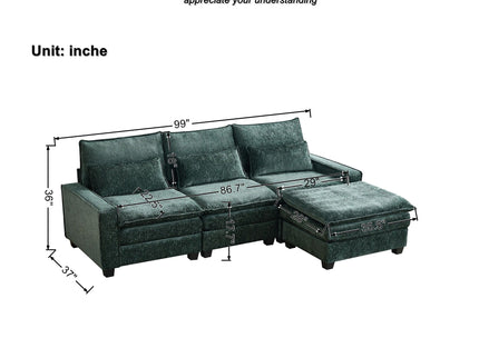 Modern Comfy L Shaped Sectional Sofa With Movable Ottoman
