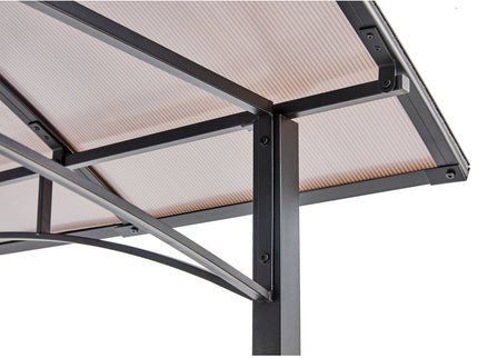 Grill Gazebo 8X5Ft, Outdoor Patio Canopy, Bbq Shelter With Steel Hardtop And Side Shelves - Black