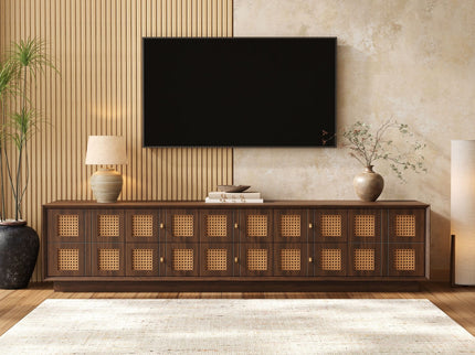 Media Console TV Stand With 6 Drawers & 2 Cabinets - Walnut