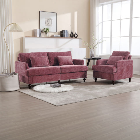 Mid Century Modern Fabric Loveseat Sofa, 2 Seat Upholstered Couch