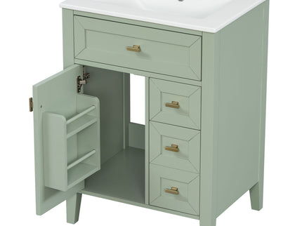 Bathroom Vanity With Sink, 3 Drawers & Cabinet With 2 Tier Door Storage Rack, Soft Close Doors & Drawers