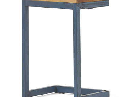 Small C Shaped End Table With Iron Base And Fir Wood Top - Black