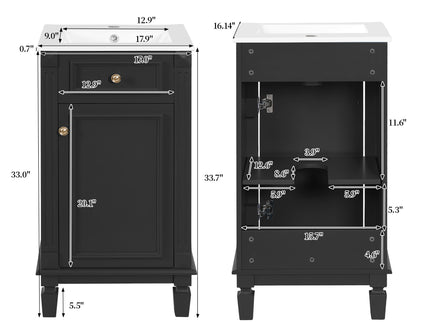 Bathroom Vanity With Sink, Soft-Closing Door, Adjustable Shelf