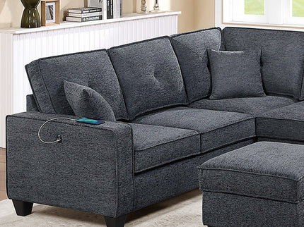 5 Piece Sectional Set With USB Port And Ottoman