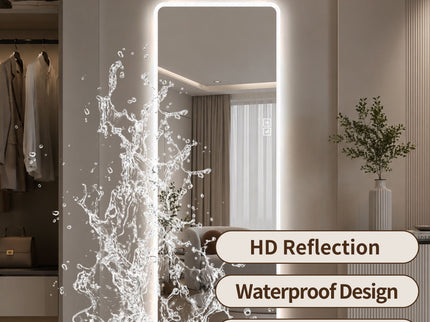 LED Full Length Mirror With Frosted Edge Lighting, 3 Color Temperatures