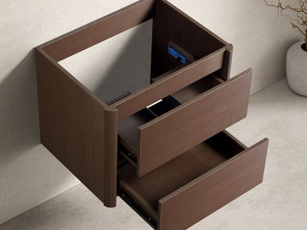 Wall Mounted Bathroom Vanity With Soft Close Drawer - Black Brown