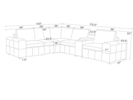 Modular Sectional With Large Square Arms