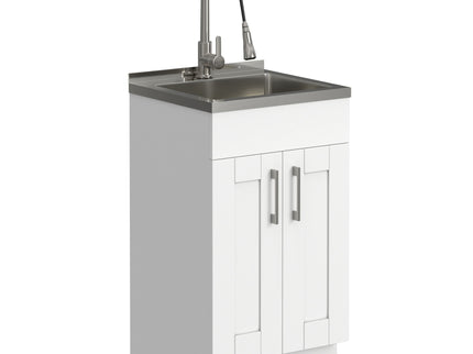 Modern Shaker All-In-One Laundry Utility Sink And Cabinet With Pull-Out Faucet