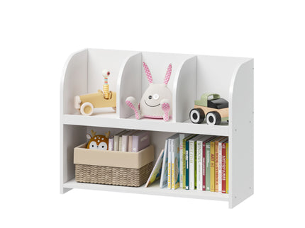 Bookcase With 4 Compartments, Storage Shelf For Toys And Books - White