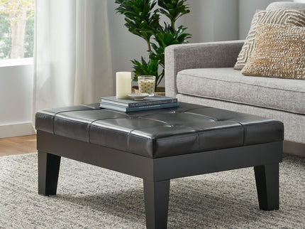 Chatham - Ottoman With Drawer Leather Storage Solution - Dark Coffee