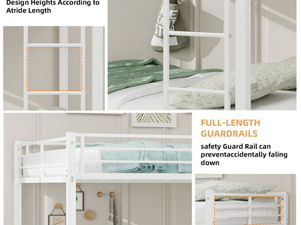 Bunk Bed For Kids, Convertible Frame With Ladders & Guardrail