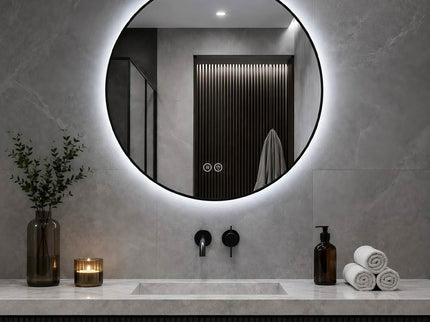 Round Framed Dimmable ED Bathroom Mirror With Anti Fog