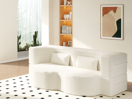 Floor Sofa With 2 Pillows, Convertible Twin Size Mattress For Living Room