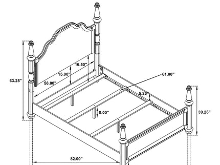 Berwick - 4 Poster Queen Bed With Serpentine Headboard - Dark Oak