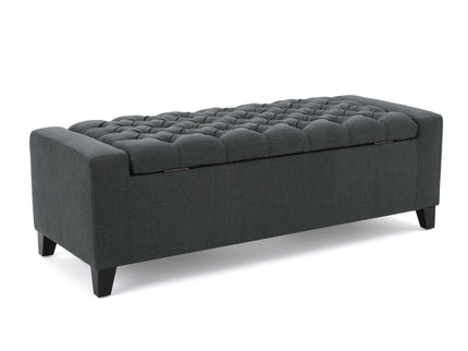 Contemporary Storage Ottoman With Tufted Top - Dark Gray