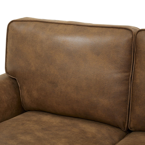 Sofa With Rolled Arms And Studs Trim - Brown