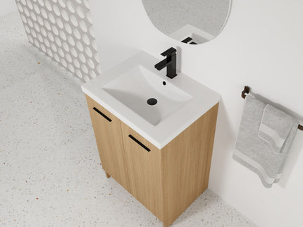 Floating Bathroom Vanity With Sink, Wall Mounted Double Door Storage