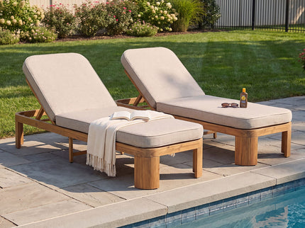Outdoor Chaise Lounge With Cushion, 5 Position Adjustable Backrest