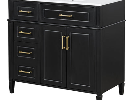 Bathroom Vanity With Sink, 4 Drawers, 2 Doors