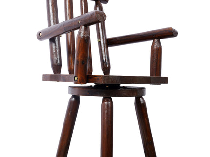 Rustic Bar Stool, Fir Wood Construction, Wide Armrest