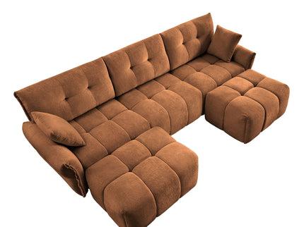 Sofa Set With Ottoman And Pillows, Textured, High Resilience Cushions