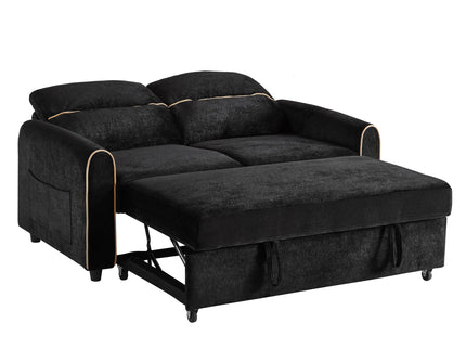 Pull Out Sofa Bed With Adjustable 3 Position Backrest, USB Charging Ports, Side Pockets