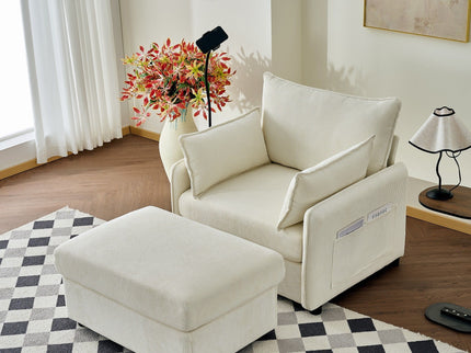 Comfy Oversized Chaise Lounge Chair With Ottoman And Storage