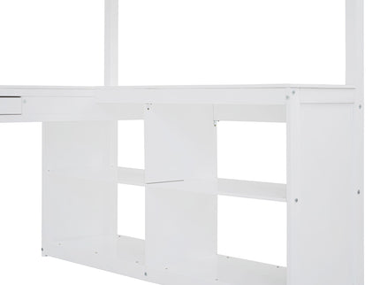 Loft Bed With Drawers, Cabinet, Shelves With Desk