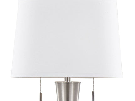 Jules - Contemporary Table Lamp Built In USB Port (Set of 2) - Nickel / White