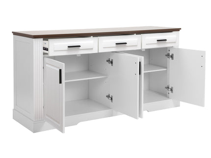 Fluted Sideboard Buffet Cabinet With 4 Doors And 3 Drawers
