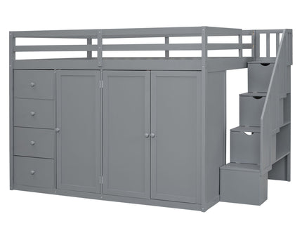 Loft Bed With Built In Wardrobes, Cabinets And Drawers