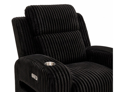 Power Recliner With Cup Holders And Ambient LED Lighting - Black