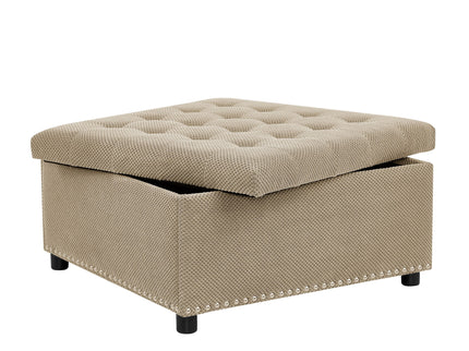 Square Tufted Storage Ottoman With Nailhead Trim