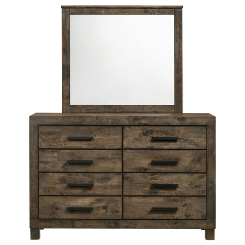 Bren - 8 Drawer Dresser With Mirror - Rustic Brown