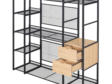 Open Style Wardrobe With Hanging Rails, Shelves And Drawers