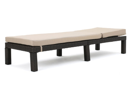 Puerta - Chaise Lounge Frame Cushion Outdoor Wicker Iron - Beige / Dark Brown