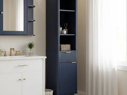 Tall Bathroom Storage Cabinet With Adjustable Shelves And 1 Drawer & Door