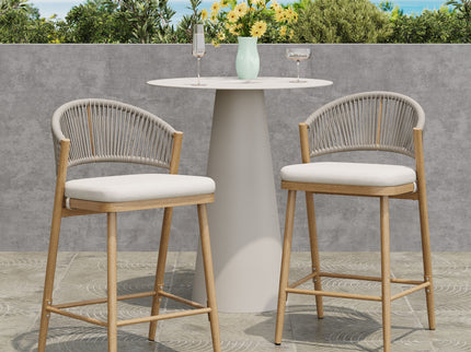 Outdoor 26" Counter Height Metal Frame Counter Stools With Scallop Shaped Backrest & Water Resistant Cushions