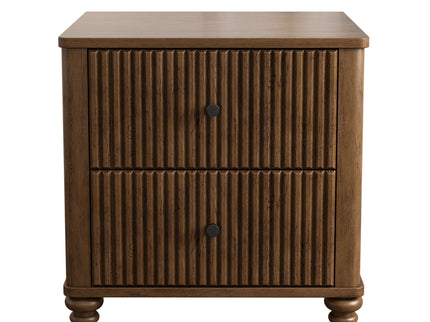 Fluted Nightstand With 3 Drawers