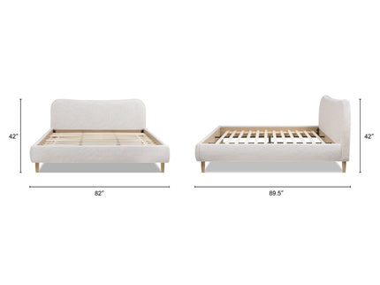 Roman - King Curved Headboard Upholstered Platform Bed - Light Beige