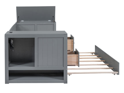 Daybed With Storage Arms, Trundle And Charging Station