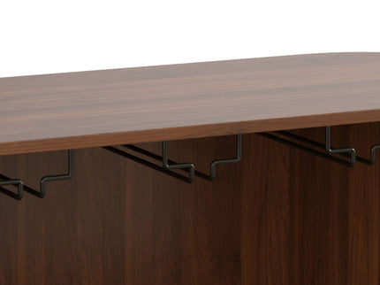Fluted Liquor & Coffee Bar Cabinet With 6 Wine Racks And 3 Glass Holders