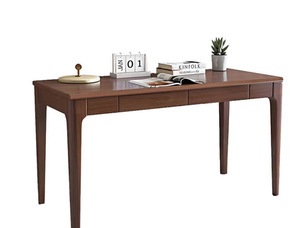 Desk With Drawers, Smooth Edge Design - Walnut