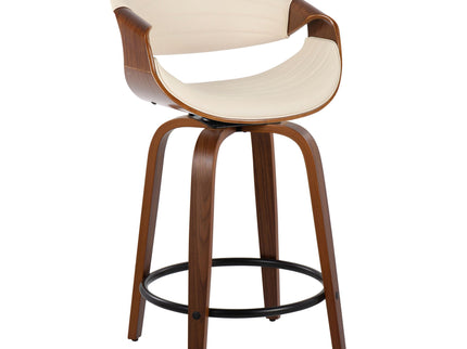 Symphony - Mid Century Modern Fixed Height Counter Stool With Swivel With Round Footrest (Set of 2)